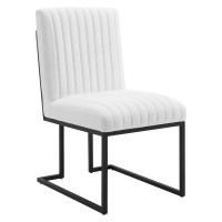 Modway EEI-4652-WHI White Indulge Channel Tufted Fabric Dining Chair