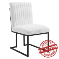Modway EEI-4652-WHI White Indulge Channel Tufted Fabric Dining Chair