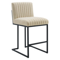 Modway EEI-4653-BEI Beige Indulge Channel Tufted Fabric Counter Stool