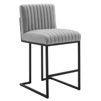 Modway EEI-4653-LGR Light Gray Indulge Channel Tufted Fabric Counter Stool
