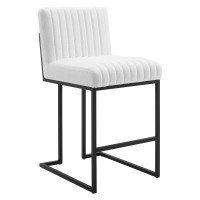 Modway EEI-4653-WHI White Indulge Channel Tufted Fabric Counter Stool
