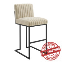 Modway EEI-4654-BEI Beige Indulge Channel Tufted Fabric Bar Stool