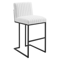 Modway EEI-4654-WHI White Indulge Channel Tufted Fabric Bar Stool