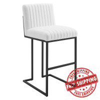 Modway EEI-4654-WHI White Indulge Channel Tufted Fabric Bar Stool