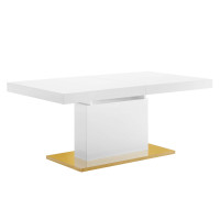 Modway EEI-4660-WHI-GLD Vector Expandable Dining Table White Gold