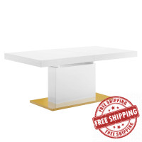Modway EEI-4660-WHI-GLD Vector Expandable Dining Table White Gold