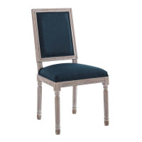 Modway EEI-4661-NAT-BLU Court French Vintage Upholstered Fabric Dining Side Chair Natural Blue