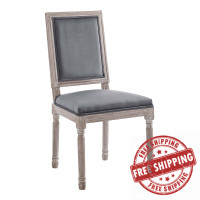 Modway EEI-4662-NAT-GRY Court French Vintage Performance Velvet Dining Side Chair Natural Gray