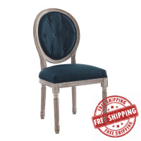 Modway EEI-4664-NAT-BLU Arise Vintage French Upholstered Fabric Dining Side Chair Natural Light Blue