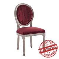 Modway EEI-4665-NAT-MAR Arise Vintage French Performance Velvet Dining Side Chair Natural Maroon