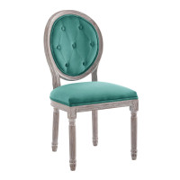 Modway EEI-4665-NAT-TEA Arise Vintage French Performance Velvet Dining Side Chair Natural Teal
