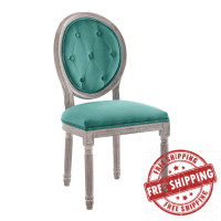 Modway EEI-4665-NAT-TEA Arise Vintage French Performance Velvet Dining Side Chair Natural Teal
