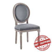 Modway EEI-4668-NAT-GRY Emanate Vintage French Performance Velvet Dining Side Chair Natural Gray
