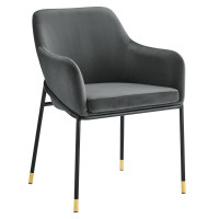 Modway EEI-4671-BLK-CHA Jovi Performance Velvet Dining Armchair Black Charcoal