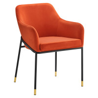 Modway EEI-4671-BLK-ORA Jovi Performance Velvet Dining Armchair Black Orange