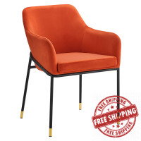 Modway EEI-4671-BLK-ORA Jovi Performance Velvet Dining Armchair Black Orange