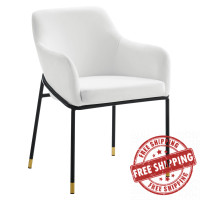 Modway EEI-4671-BLK-WHI Jovi Performance Velvet Dining Armchair Black White