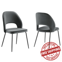 Modway EEI-4673-BLK-GRY Nico Performance Velvet Dining Chair Set of 2 Black Gray