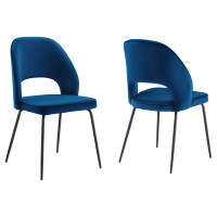 Modway EEI-4673-BLK-NAV Nico Performance Velvet Dining Chair Set of 2 Black Navy