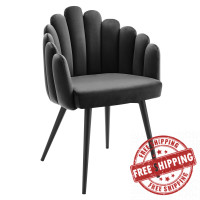 Modway EEI-4677-BLK-CHA Vanguard Performance Velvet Dining Chair Black Charcoal