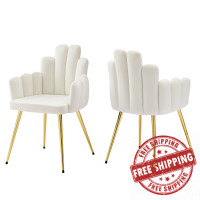 Modway EEI-4679-GLD-WHI Viceroy Performance Velvet Dining Chair Set of 2 Gold White