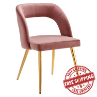 Modway EEI-4680-GLD-DUS Marciano Performance Velvet Dining Chair Gold Dusty Rose
