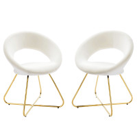 Modway EEI-4681-GLD-WHI Nouvelle Performance Velvet Dining Chair Set of 2 Gold White