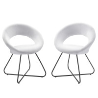 Modway EEI-4683-BLK-WHI Nouvelle Upholstered Fabric Dining Chair Set of 2 Black White