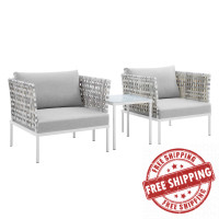 Modway EEI-4684-TAU-GRY-SET Taupe Gray Harmony 3-Piece  Sunbrella® Basket Weave Outdoor Patio Aluminum Seating Set