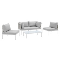 Modway EEI-4688-TAU-GRY-SET Taupe Gray Harmony 4-Piece  Sunbrella® Basket Weave Outdoor Patio Aluminum Seating Set