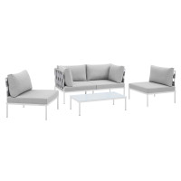 Modway EEI-4691-GRY-GRY-SET Gray Gray Harmony 4-Piece  Sunbrella® Outdoor Patio Aluminum Seating Set