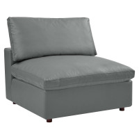 Modway EEI-4694-GRY Commix Down Filled Overstuffed Vegan Leather Armless Chair Gray
