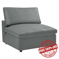 Modway EEI-4694-GRY Commix Down Filled Overstuffed Vegan Leather Armless Chair Gray