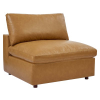 Modway EEI-4694-TAN Commix Down Filled Overstuffed Vegan Leather Armless Chair Tan