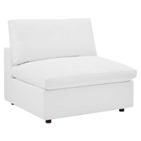 Modway EEI-4694-WHI Commix Down Filled Overstuffed Vegan Leather Armless Chair White