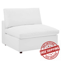 Modway EEI-4694-WHI Commix Down Filled Overstuffed Vegan Leather Armless Chair White