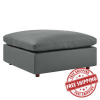 Modway EEI-4695-GRY Commix Down Filled Overstuffed Vegan Leather Ottoman Gray