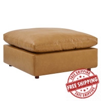 Modway EEI-4695-TAN Commix Down Filled Overstuffed Vegan Leather Ottoman Tan