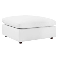 Modway EEI-4695-WHI Commix Down Filled Overstuffed Vegan Leather Ottoman White