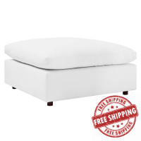 Modway EEI-4695-WHI Commix Down Filled Overstuffed Vegan Leather Ottoman White