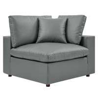Modway EEI-4696-GRY Commix Down Filled Overstuffed Vegan Leather Corner Chair Gray