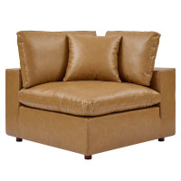 Modway EEI-4696-TAN Commix Down Filled Overstuffed Vegan Leather Corner Chair Tan