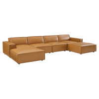 Modway EEI-4713-TAN Tan Restore 6-Piece Vegan Leather Sectional Sofa