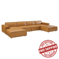 Modway EEI-4713-TAN Tan Restore 6-Piece Vegan Leather Sectional Sofa