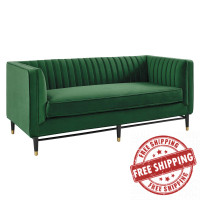 Modway EEI-4718-EME Emerald Devote Channel Tufted Performance Velvet Loveseat