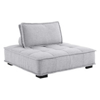 Modway EEI-4725-LGR Saunter Tufted Fabric Armless Chair Light Gray