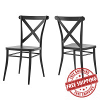 Modway EEI-4760-BLK Black Gear Metal Dining Chairs - Set of 2