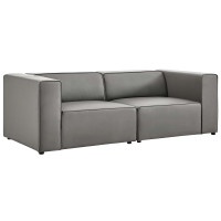 Modway EEI-4788-GRY Gray Mingle Vegan Leather 2-Piece Sectional Sofa Loveseat