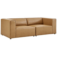 Modway EEI-4788-TAN Tan Mingle Vegan Leather 2-Piece Sectional Sofa Loveseat