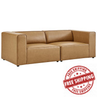 Modway EEI-4788-TAN Tan Mingle Vegan Leather 2-Piece Sectional Sofa Loveseat